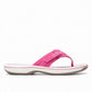 Clarks Breeze Sea fuchsia flip-flops with a lightweight sole and adjustable strap closure. right view.