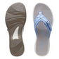 Clarks Breeze Sea lavender flip-flops with a lightweight sole and adjustable strap closure. top view.