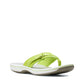 Clarks Breeze Sea lime green flip-flops with a lightweight sole and adjustable strap closure. front view.