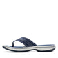 Clarks Breeze Sea navy synthetic flip-flops with a lightweight sole and adjustable strap closure. left view.