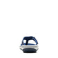 Clarks Breeze Sea navy synthetic flip-flops with a lightweight sole and adjustable strap closure. back view.