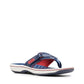 Clarks Breeze Sea navy and red flip-flops with star pattern, adjustable strap, and lightweight sole. right view.