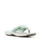 Clarks Breeze Sea flip-flops in pale green with a lightweight sole and adjustable strap closure. right view.