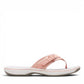 Sina Footwear Clarks Breeze Sea peach flip-flops with a lightweight sole and adjustable strap closure. photo of right side.
