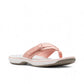 Sina Footwear Clarks Breeze Sea peach flip-flops with a lightweight sole and adjustable strap closure. Photo of left angle.