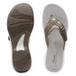 Clarks Breeze Sea black synthetic flip-flops with a lightweight sole and adjustable strap closure. top view.