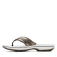 Clarks Breeze Sea black synthetic flip-flops with a lightweight sole and adjustable strap closure. left view.