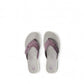 Sina Footwear Clarks Breeze Sea purple flip-flops with a lightweight sole and adjustable strap closure. Photo from above.