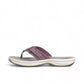 Sina Footwear Clarks Breeze Sea purple flip-flops with a lightweight sole and adjustable strap closure. Photo of left side.