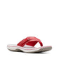 Clarks Breeze Sea red synthetic flip-flops with a lightweight sole and subtle strap closure. right view