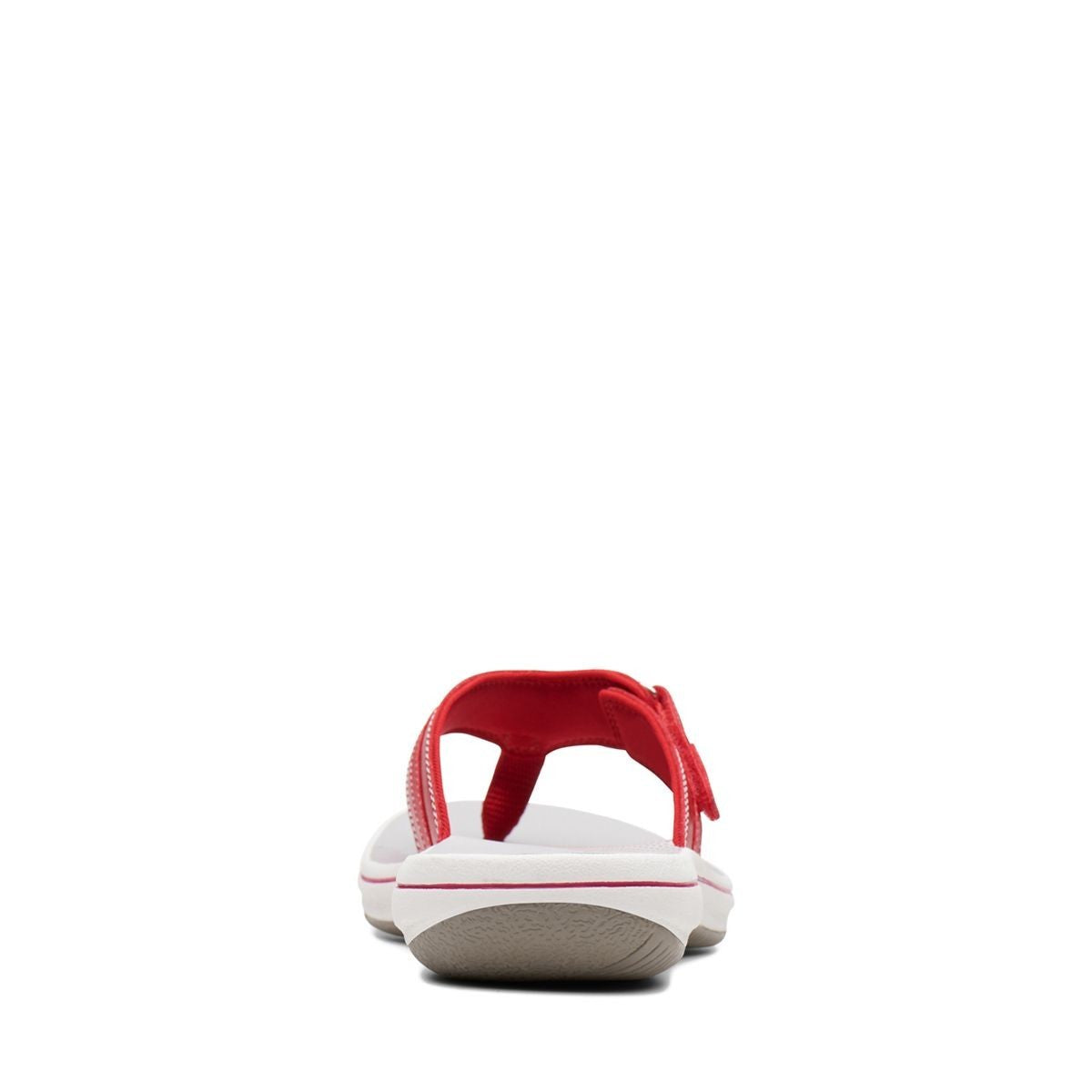 Clarks Breeze Sea red synthetic flip-flops with a lightweight sole and subtle strap closure. back view