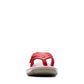 Clarks Breeze Sea red synthetic flip-flops with a lightweight sole and subtle strap closure. front view