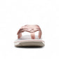 Clarks Breeze Sea rose gold flip-flop sandals with a lightweight sole and adjustable strap closure.
photo of the front.
