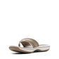 Clarks Breeze Sea taupe flip-flops with a lightweight sole and adjustable strap closure. left view.