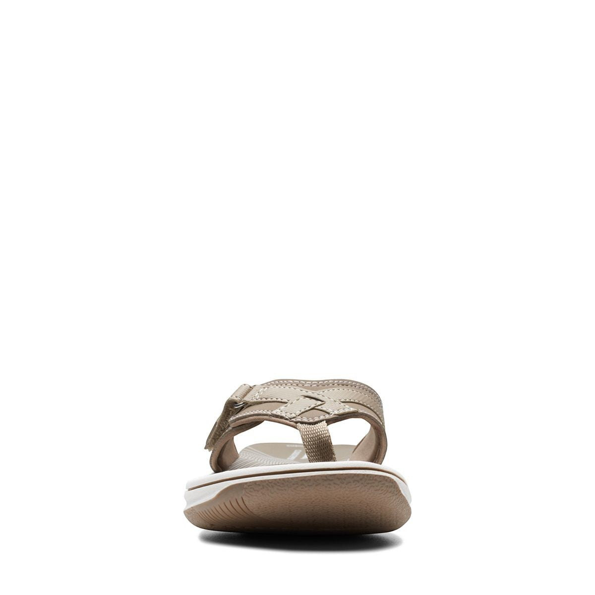 Clarks Breeze Sea taupe flip-flops with a lightweight sole and adjustable strap closure.