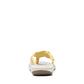 Clarks Breeze Sea yellow flip-flops with a lightweight sole and adjustable strap closure. back view.