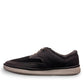 Clarks Cantal Low black canvas lace-up sneaker with a lightweight flexible EVA sole and patterned lining. left view