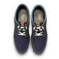 Clarks Cantal Low navy canvas lace-up sneaker with a lightweight EVA sole and patterned collar. top view.