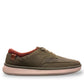 Clarks Cantal Low olive canvas lace-up sneaker with a patterned collar and lightweight EVA sole. right view