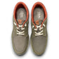Clarks Cantal Low olive canvas lace-up sneaker with a patterned collar and lightweight EVA sole. top view