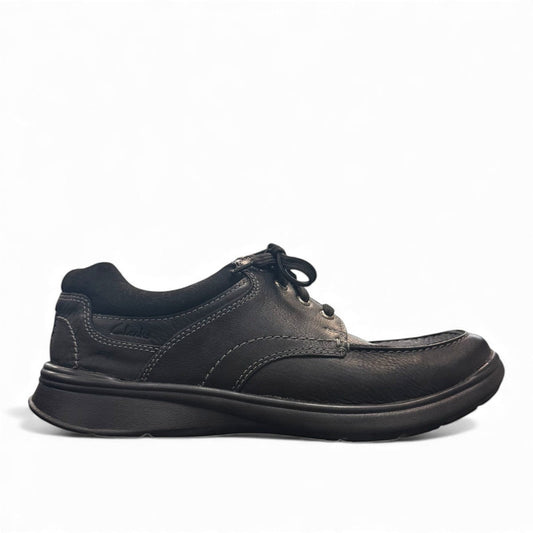 Clarks Cotrell Edge men's black oily leather casual shoes with contrast stitching and EVA sole. right view.