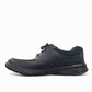 Clarks Cotrell Edge men's black oily leather casual shoes with contrast stitching and EVA sole. left view.