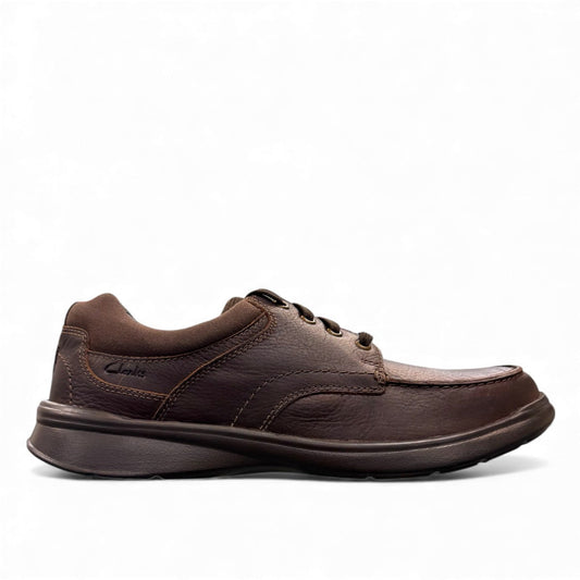 Clarks Cotrell Edge men's casual brown oily leather shoes with contrast stitching and EVA sole. right view.