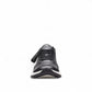 Clarks Dashlite Lo black leather sneaker with a white cushioned midsole and sporty retro silhouette.
photo of the front.