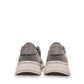 Clarks Dashlite Lo grey suede sneakers with a lightweight EVA midsole and gum rubber sole. photo of the back.