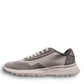 Clarks Dashlite Lo grey suede sneakers with a lightweight EVA midsole and gum rubber sole. photo of the left side.