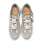 Clarks Dashlite Lo grey suede sneakers with a lightweight EVA midsole and gum rubber sole. photo of the top.