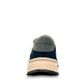 Clarks Dashlite Lo sneakers in teal leather with a retro jogger silhouette and gum sole. photo of the back.