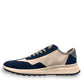Clarks Dashlite Lo sneakers in teal leather with a retro jogger silhouette and gum sole. photo of the left.