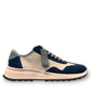 Clarks Dashlite Lo sneakers in teal leather with a retro jogger silhouette and gum sole. photo of the right.
