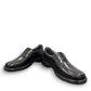 Clarks Gessler Step black leather slip-on casual shoe with a lightweight EVA sole and stitched detail. photo of the front.