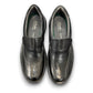 Clarks Gessler Step black leather slip-on casual shoe with a lightweight EVA sole and stitched detail. photo of the top.