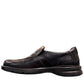 Clarks Gessler Step black leather slip-on casual shoe with a lightweight EVA sole and stitched detail. photo of the left side.
