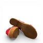 Clarks Giselle Dove cherry nubuck wedge sandal with an adjustable strap and cork heel. photo of the bottom.