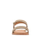 Clarks Karsea Strap olive suede sandal with adjustable ankle buckle and cushioned footbed. front view.