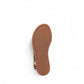 Clarks Karsea Strap olive suede sandal with adjustable ankle buckle and cushioned footbed. bottom view.
