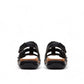 Clarks Kitly Step black leather strappy sandals with adjustable straps and cushioned footbed. back view