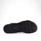 Clarks Kitly Way black leather sandal with laser-cut details, adjustable straps, and cushioned footbed. bottom view.