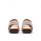 Clarks Kitly Way white leather sandal with laser-cut details, adjustable straps, and cushioned footbed. back view.