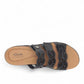 Clarks Laurieann Echo black leather sandals with adjustable velcro straps and cushioned EVA sole. top view.
