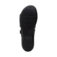 Clarks Laurieann Echo navy leather sandals with adjustable velcro straps and cushioned EVA sole. bottom view.