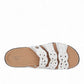 Clarks Laurieann Echo white leather sandals with adjustable velcro straps and cushioned EVA outsole. top view.