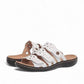 Clarks Laurieann Echo white leather sandals with adjustable velcro straps and cushioned EVA outsole. front view.