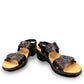 Clarks Merliah Dove black leather wedge sandals with adjustable straps and perforated detailing. front view.