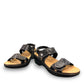 Clarks Merliah Dove black leather wedge sandals with adjustable straps and perforated detailing. front view.