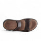 Clarks Nature Trek mahogany leather sandals with adjustable hook and loop straps and ergonomic sole.
photo of the top.